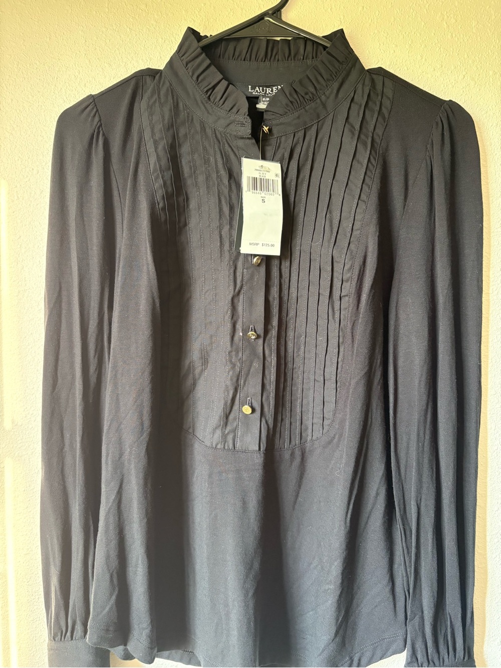 Ralph Lauren Black Pintuck Front Dress Shirt